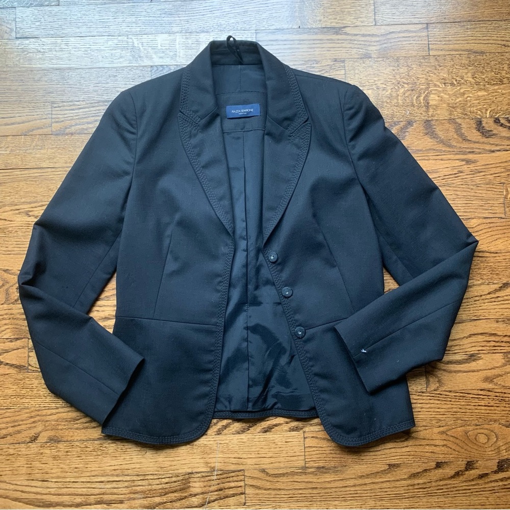 Piazza Sempione Italy Black Wool Suit Blazer Jacket Coat IT 42 (US 4/6) EUC
